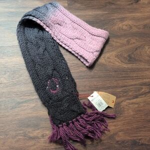 True Religion Pink and Gray Cable Knit Scarf